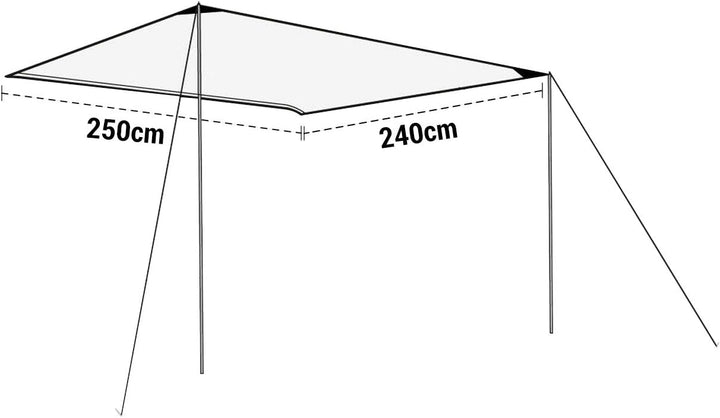 deiwo® Essential Sonnensegel, grau, 2,50 x 2,4m, Wassersäule 2000mm 250, 250