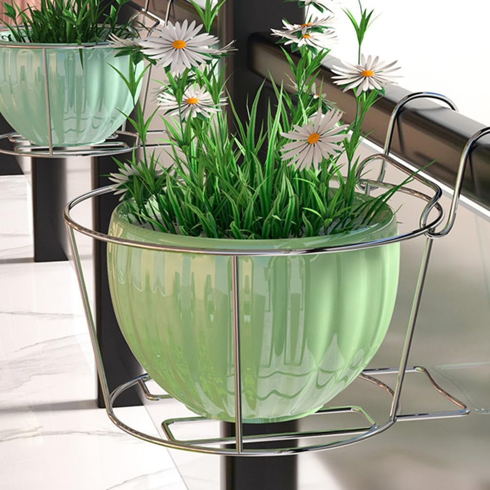 Yardwe 2 Stücke Balkongeländer Blumentopf Halterung Balkon Geländer Topf Regal Metall Blumentopfhalt