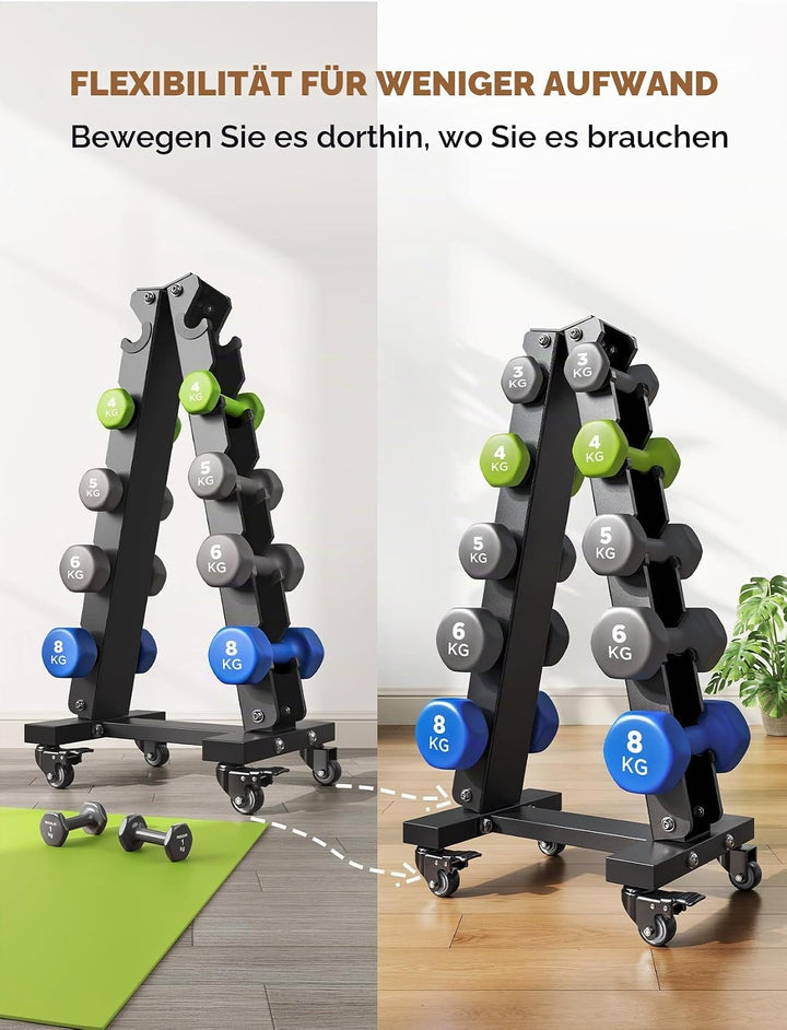 YOLEO Schwerlast-Hantelständer mit Rollen – Verstellbares Gewichtsregal, 500kg Tragfähigkeit, platzs