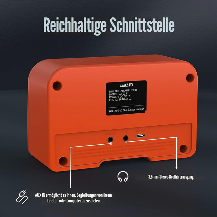 Mini Gitarrenverstärker, LEKATO 5W Drahtloser Wiederaufladbarer Verstärker mit CLEAN/OVERDRIVER-Effe