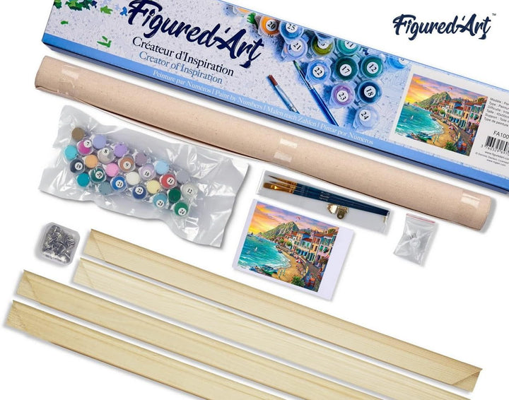 Figured'Art Malen Nach Zahlen Erwachsene Mit Rahmen Strandurlaub - Paint by Numbers Basteln DIY Bast
