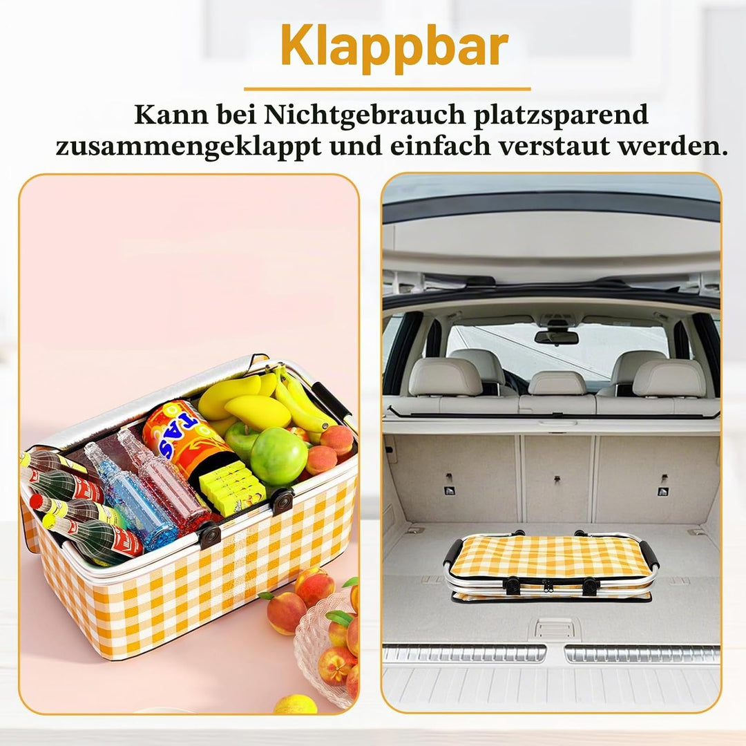 Einkaufskorb,Einkaufskorb Faltbar,Picknickkorb,Mit Reissverschluss Und Tragegriff,Kühltasche Faltbar
