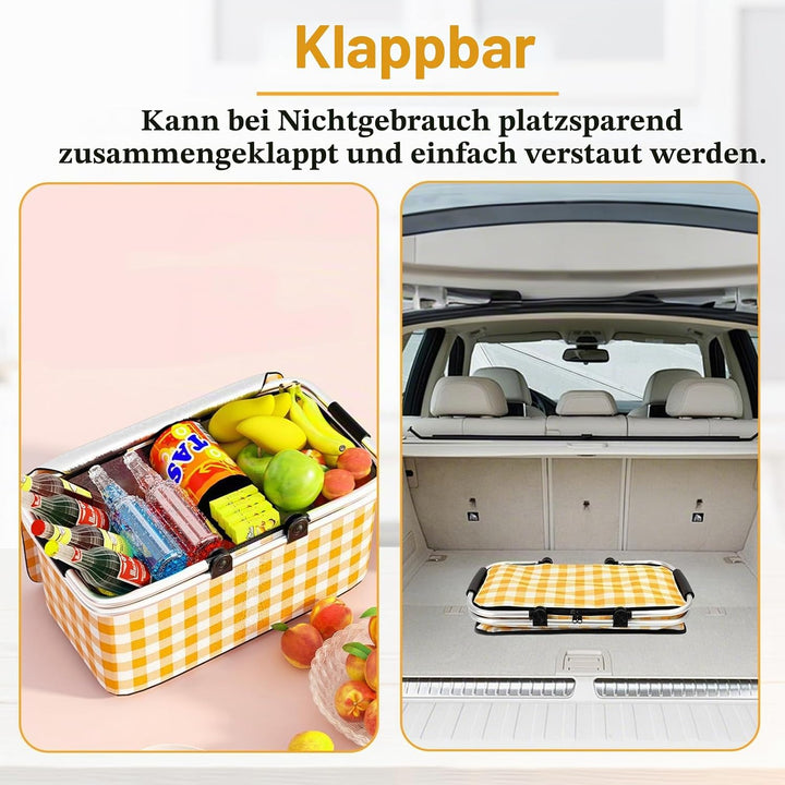 Einkaufskorb,Einkaufskorb Faltbar,Picknickkorb,Mit Reissverschluss Und Tragegriff,Kühltasche Faltbar