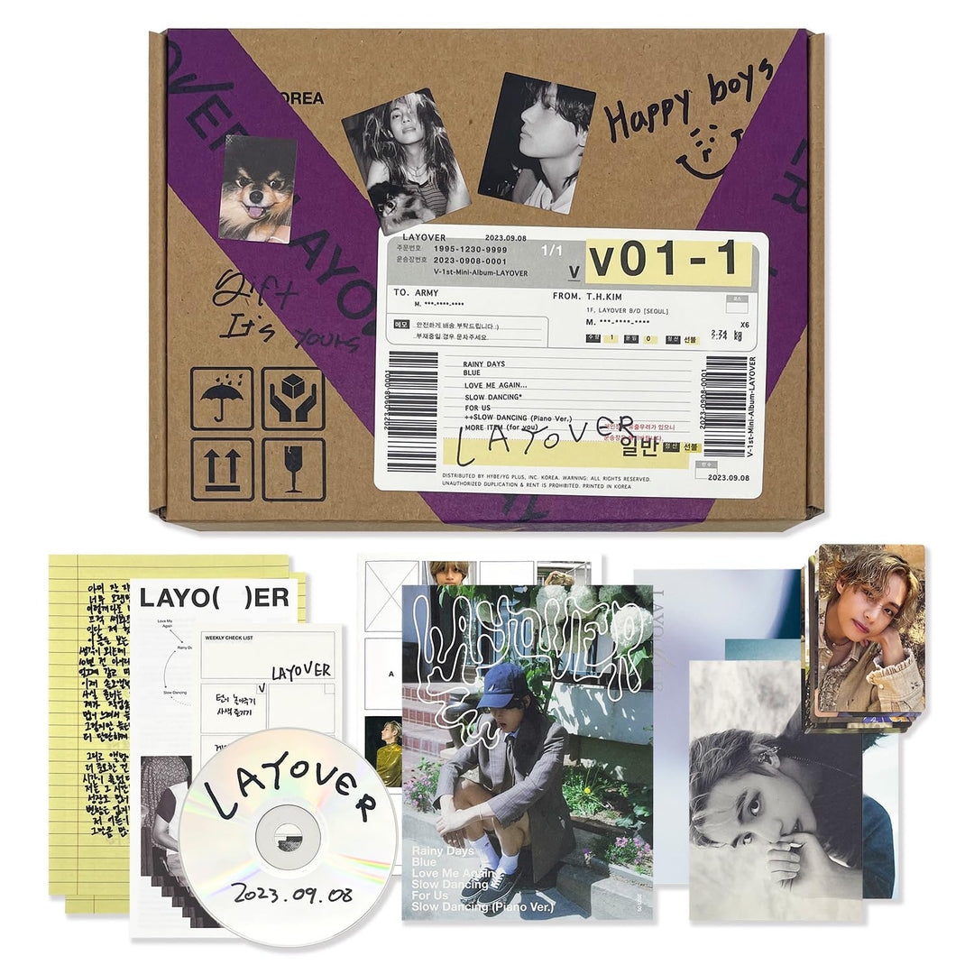 V - [Layover] (3 Ver.) Out Box + Photobook A + Photobook B + Lyric Book + Postcards + CD + Photocard