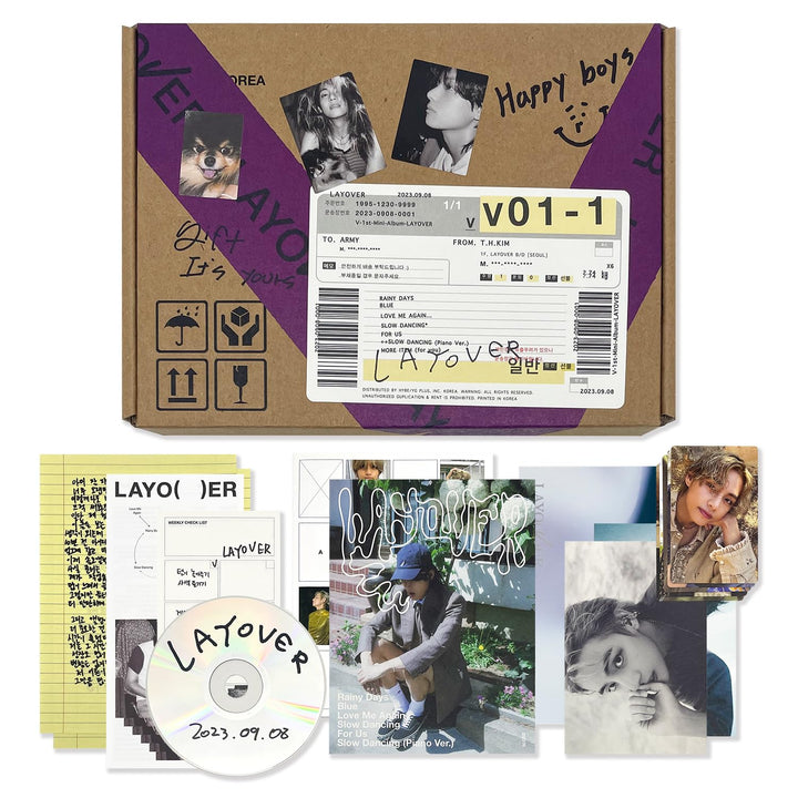 V - [Layover] (3 Ver.) Out Box + Photobook A + Photobook B + Lyric Book + Postcards + CD + Photocard