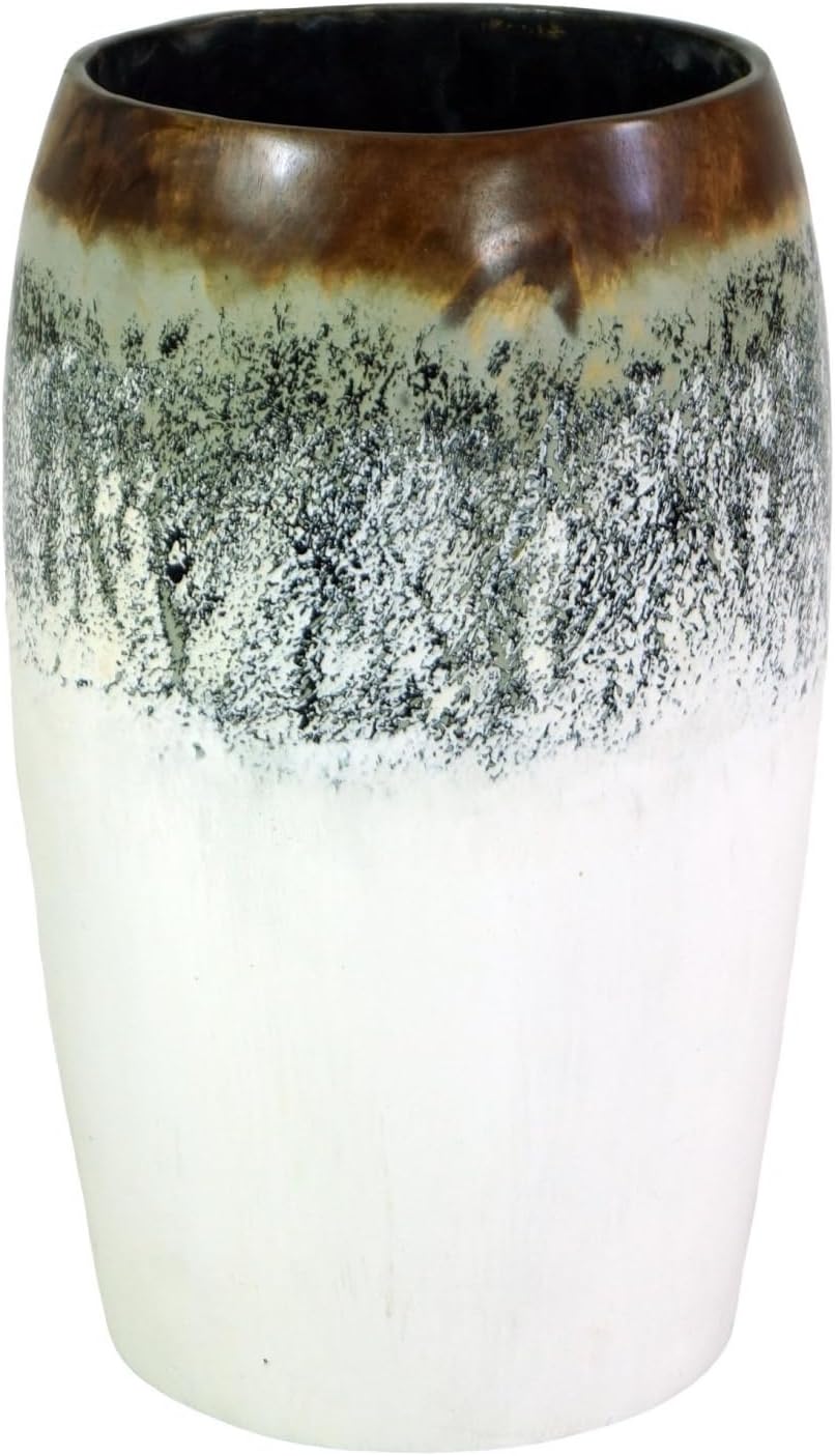 GURU SHOP Vase, Übertopf, Pflanzgefäss aus Palmholz, Grösse: Klein 37x18x18 cm, Vasen & Blumentöpfe