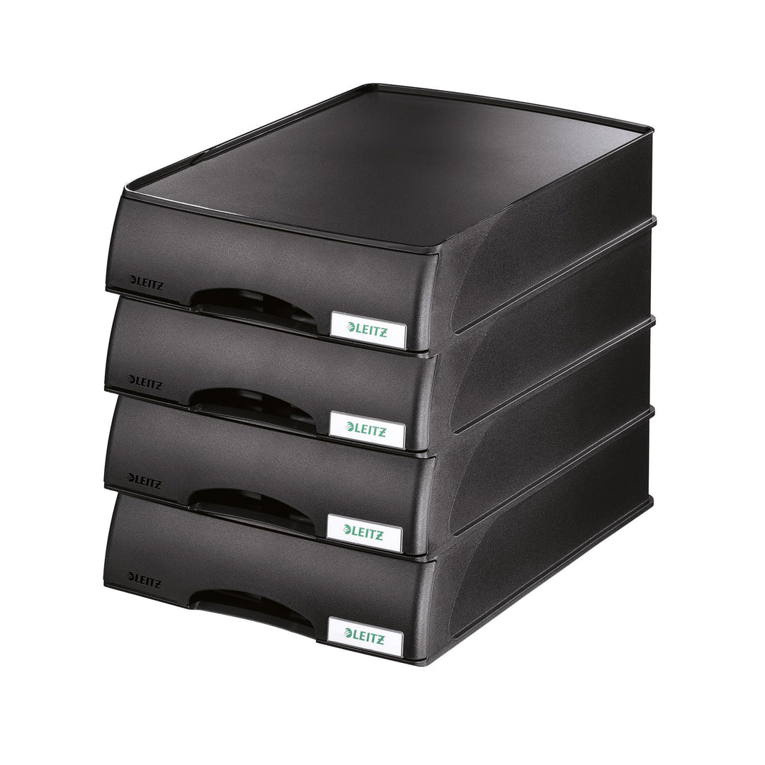 Leitz Briefkorb-Schublade A4, 4er Pack, Schwarz, Plus Serie, 52100095 4 Stück Schwarz, 4 Stück Schwa
