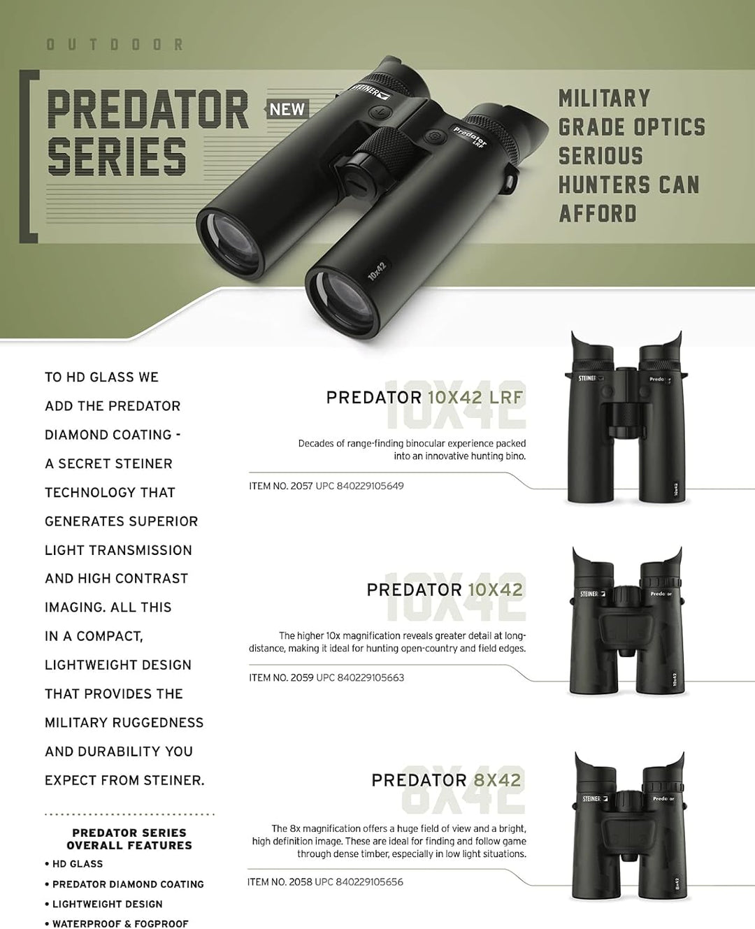 Steiner Predator Series Jagd-Fernglas, 10 x 42 10x42 neues Modell, 10x42 neues Modell
