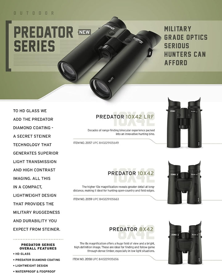 Steiner Predator Series Jagd-Fernglas, 10 x 42 10x42 neues Modell, 10x42 neues Modell