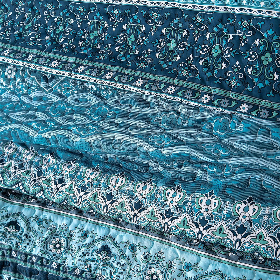 WONGS BEDDING Tagesdecke 220x240 Bettüberwurf Boho Decke Steppdecke 3 Teilig Doppelbett Gesteppt Bet