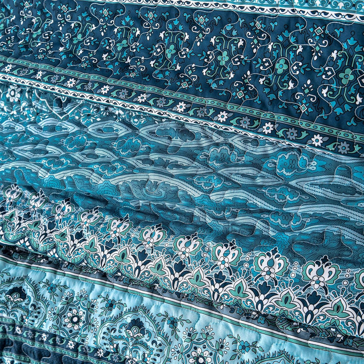 WONGS BEDDING Tagesdecke 220x240 Bettüberwurf Boho Decke Steppdecke 3 Teilig Doppelbett Gesteppt Bet