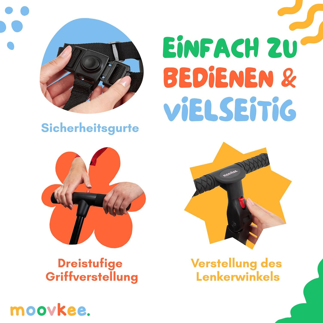 moovkee. Kinder Laufrad ab 1 Jahr 6in1 - Dreirad mit Schubstange - Lauflernrad ab 1 Jahr - Baby Fahr