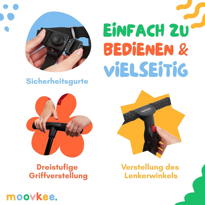 moovkee. Kinder Laufrad ab 1 Jahr 6in1 - Dreirad mit Schubstange - Lauflernrad ab 1 Jahr - Baby Fahr
