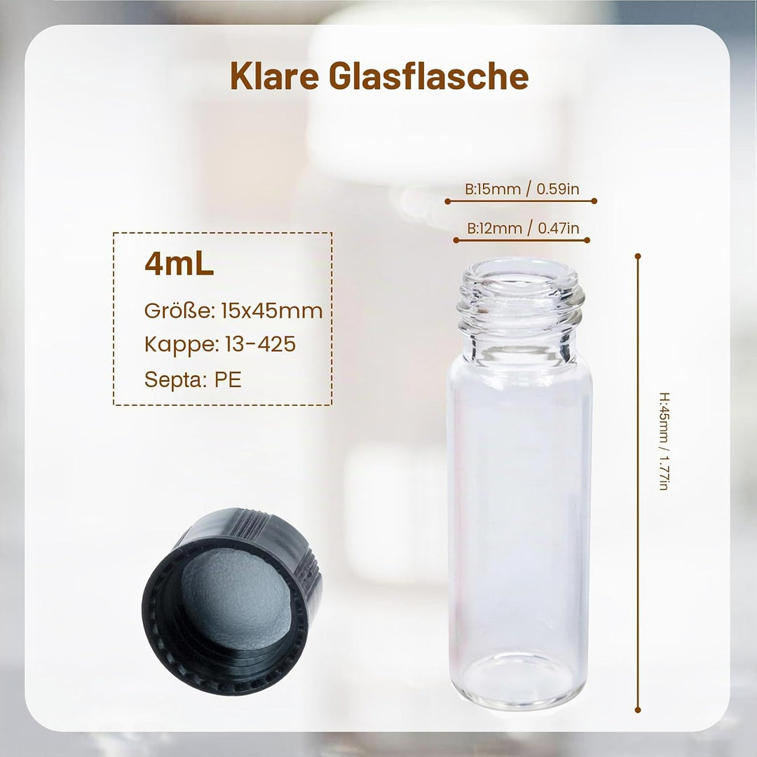 ALWSCI 100 Stück Probenflaschen 4mL Glasfläschchen Schraubverschluss 13-425 Schwarzer Geschlossener