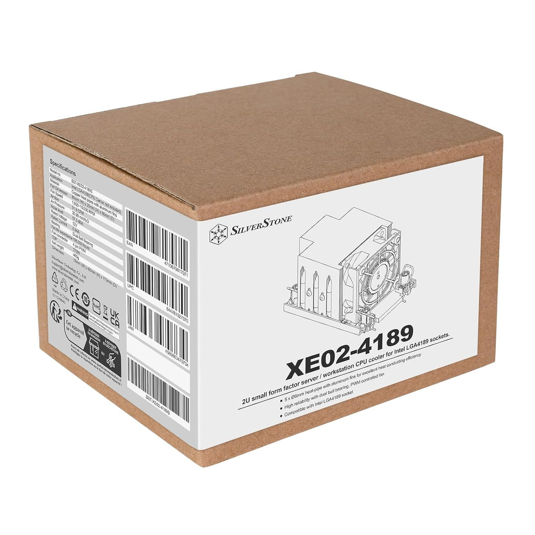 SilverStone Technology XE02-4189S, 2-HE-SFF-Server/Workstation-CPU-Kühler für Sockel Intel LGA4189,