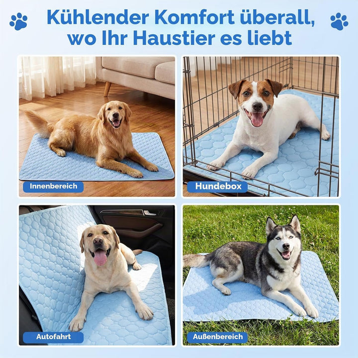 Gimars XXL Kühlmatte Hund aus kühlendem Ice-Silk Stoff, Waschbare Wasserfeste Hundematte für den Som
