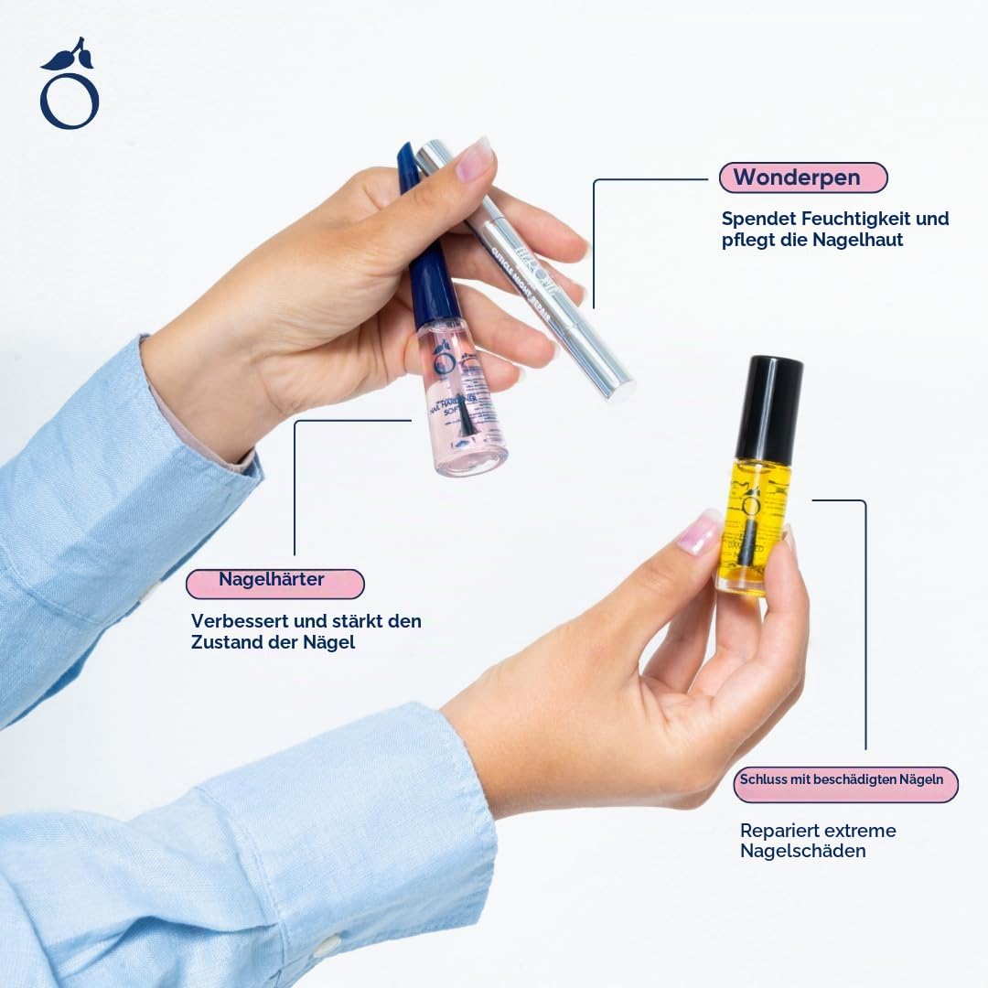 Herome 3-in-1 Maniküre Set mit Nagelhärter &amp; Nagelöl -1 set- stärkende Nagelöl, Serum für die Nagelh