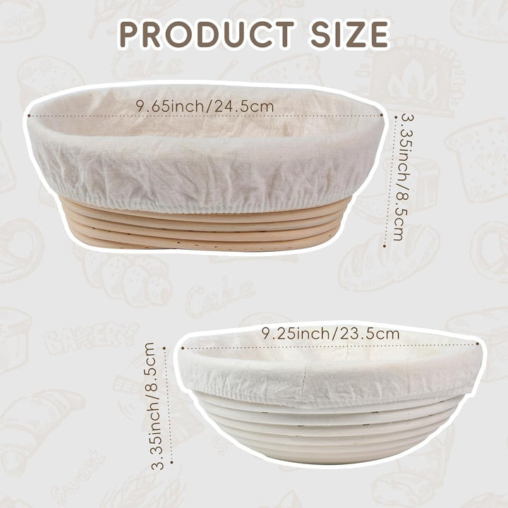 Sauerteig-Starter-Set, runder und ovaler Sauerteig-Gärkorb, 100 % natürliches Rattan, 600 ml Sauerte