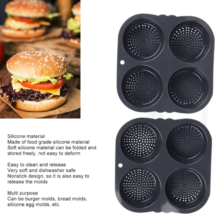 Dpofirs Brötchenform mit Vier Becher, Mini Burger Brötchen Ebensmittelechtem Silikonmaterial, Burger
