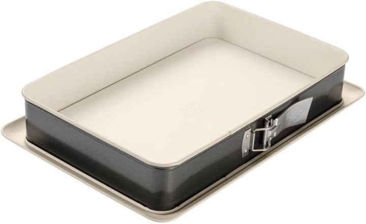 Dr. Oetker 4861 Rechteck-Springform, Stahl, creme/anthrazit, 38 x 25 cm & Kuchenlöser, einfaches und