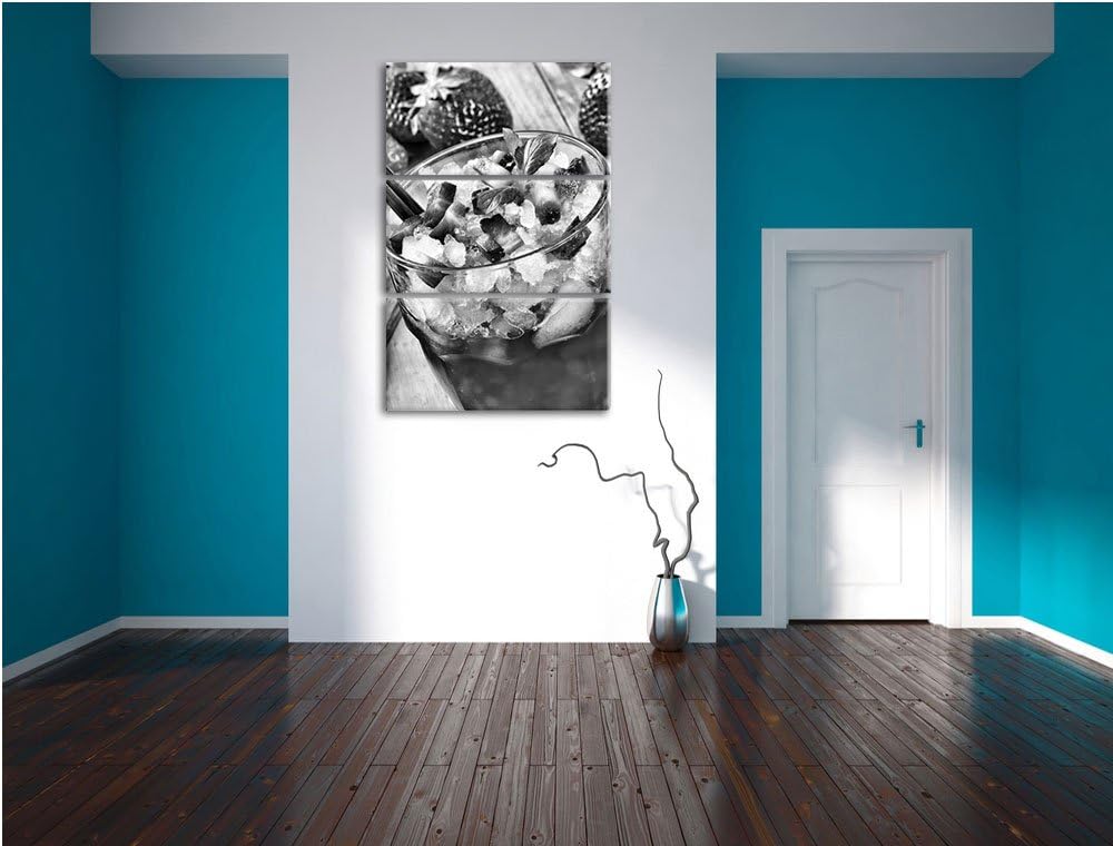 Pixxprint Leckerer Erdbeercocktail als Leinwandbild/Grösse: 3 Teilig (120x80) cm/Wandbild/Kunstdruck