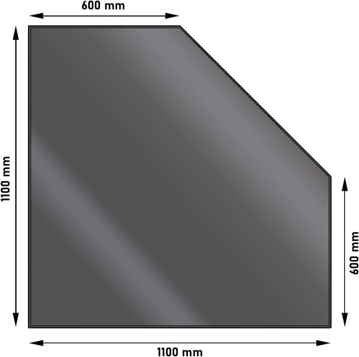 Bodenplatte Fünfeck - 1100 x 1100 mm - Farbe: gussgrau | Funkenschutzplatte aus Metall