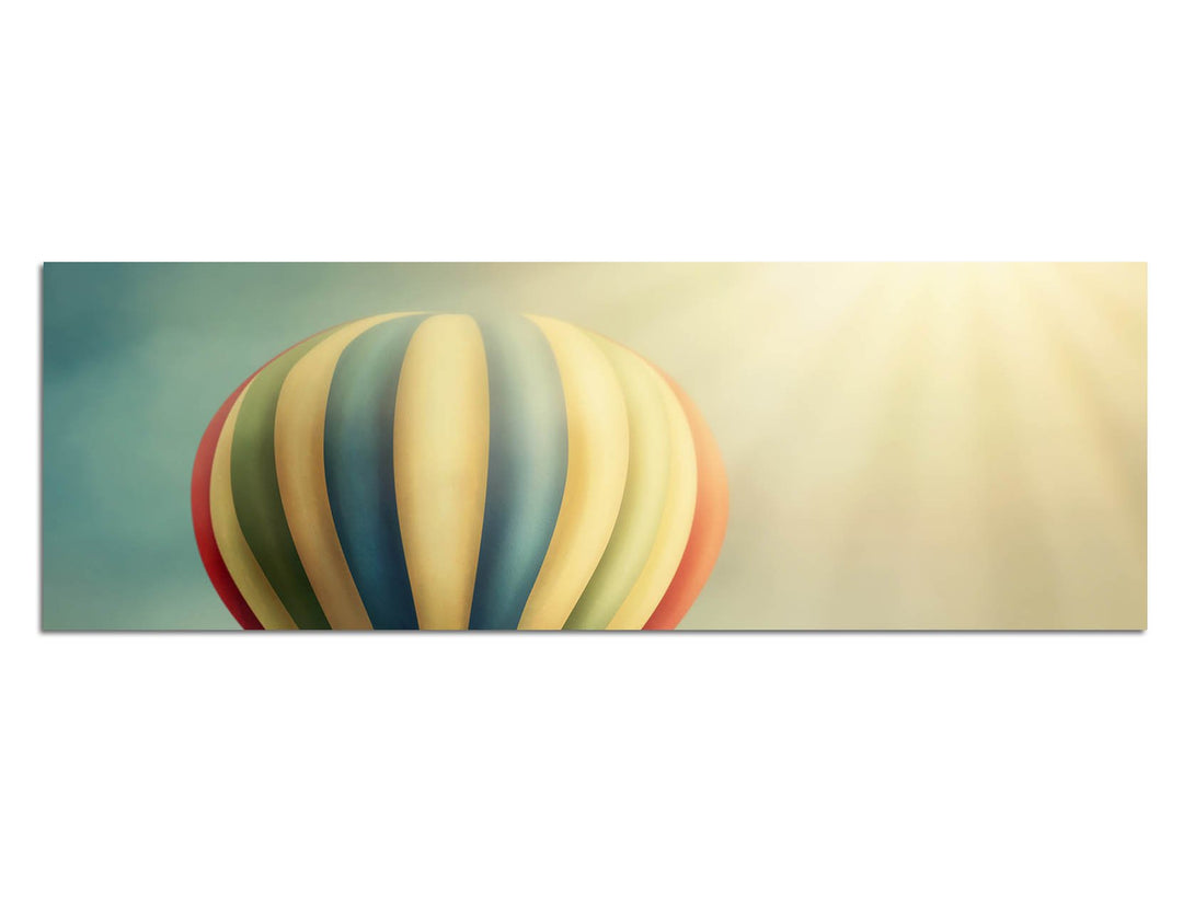 Paul Sinus Art Panoramabild auf Leinwand und Keilrahmen 120x40cm Heissluftballon Himmel Wolken Sonne