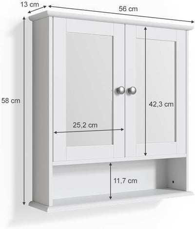 Vicco Bad Spiegelschrank Bianco, Weiss, 56 x 58 cm, Weiss