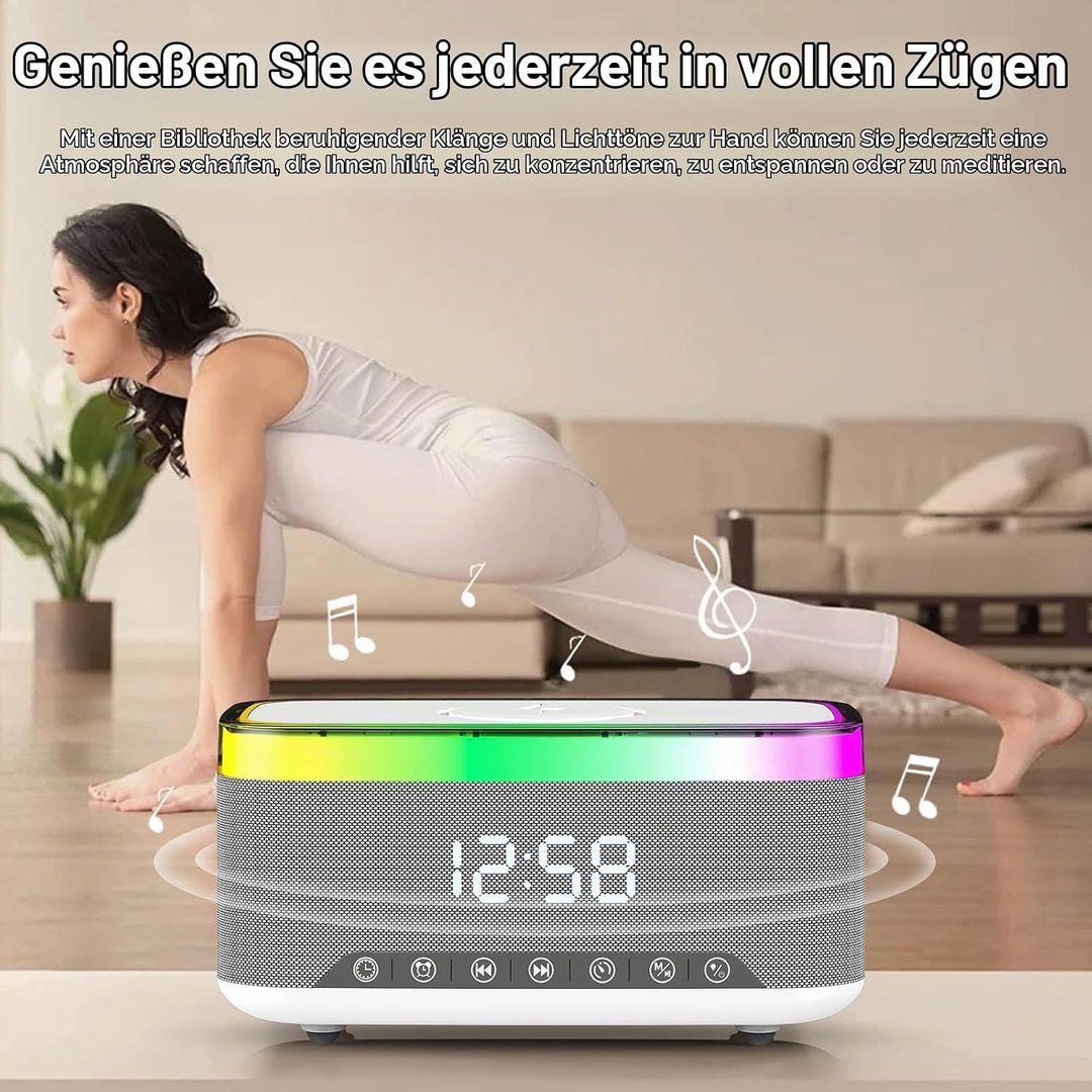 SUNOYA Digitaler Radiowecker mit Kabelloser Ladestation, Bluetooth-Audio-Wecker, Digitaler Wecker, W