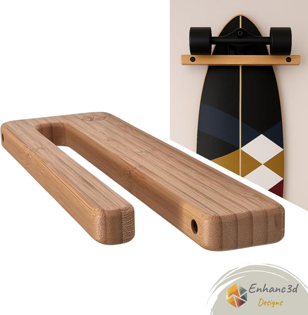 Enhanc3d Designs Vertikale Skate-Halterung aus Bambusholz, modernes und robustes Design, Skate-Wandh