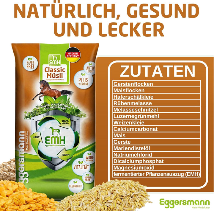 Eggersmann EMH Classic Müsli 20 kg – Pferdemüsli ohne Hafer für Sportpferde zum Schutz des Muskelapp