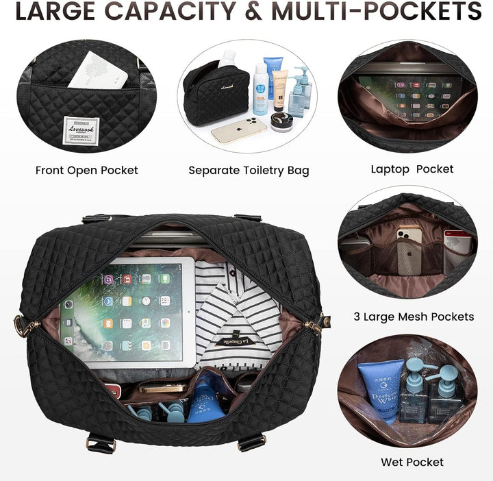 LOVEVOOK Reisetasche Damen Sporttasche Gross mit Schuhfach & Nassfach Weekender Travel Duffle Bag mi