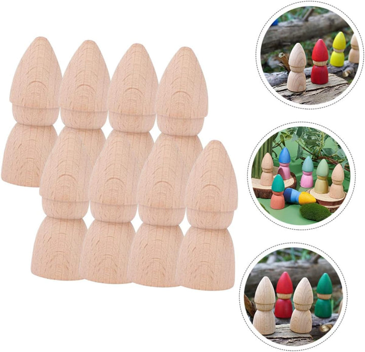 Gogogmee Selbstgemacht Holzpuppen Bastelset 8 Stück zum Bemalen Holzfiguren aus Holz für Kinder Krea