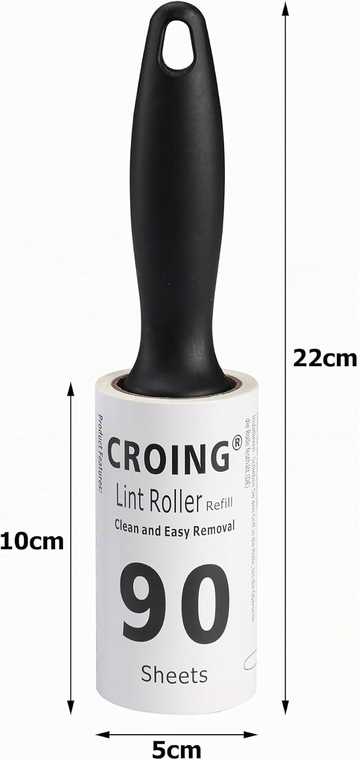 CROING Fusselrollen für Haustiere, 810 Blatt Fusselroller-Nachfüllpackungen & 2 Griffe, 90 Blatt pro
