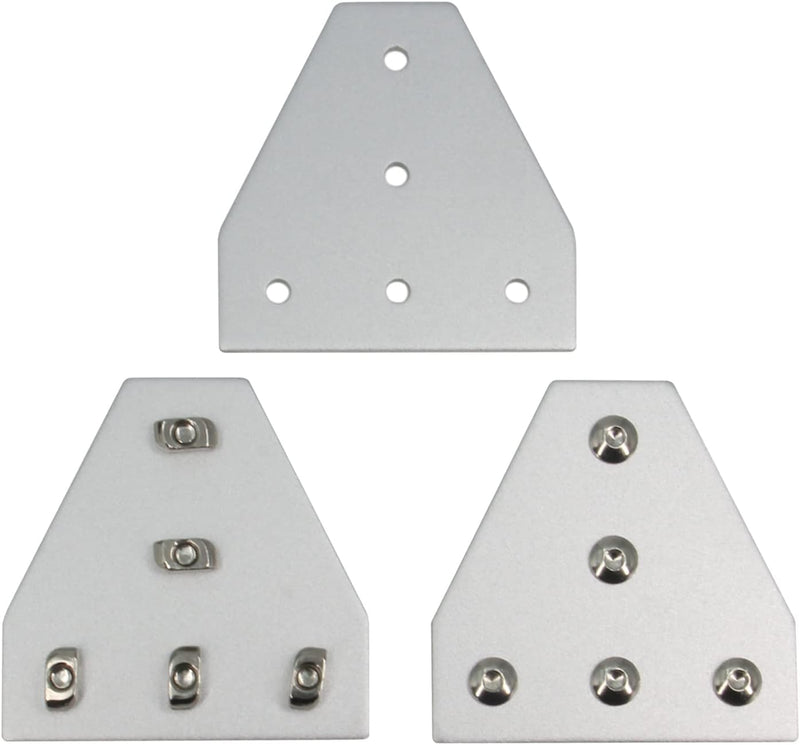 Zeberoxyz 8 STÜCKE Silber T Form Eckhalterplatte mit Schrauben und T-Muttern, 5-Loch 90 Grad Joint B