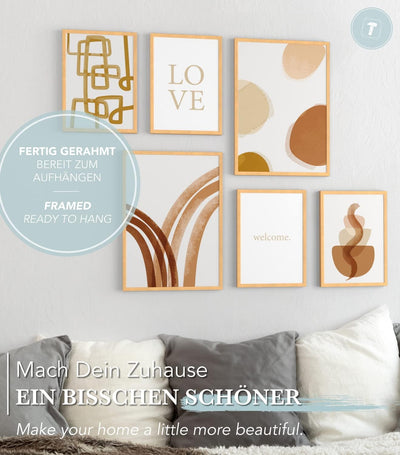 Papierschmiede® Mood Poster Set Abstrakte Kunst, Fertiges Bilder Set mit Rahmen (Holz, Natur), Wohnz