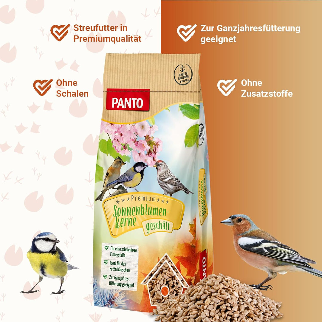 PANTO Sonnenblumenkerne geschält 25 kg – Wildvogelfutter aus reinen, schalenlosen Sonnenblumenkernen