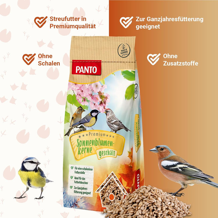 PANTO Sonnenblumenkerne geschält 25 kg – Wildvogelfutter aus reinen, schalenlosen Sonnenblumenkernen