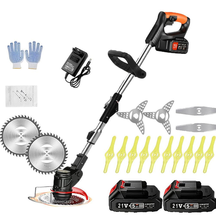 Kabelloser Rasentrimmer mit Akku, elektrischer Rasentrimmer, kabellos, (2 Akkus mit 2,0 A und Schnel