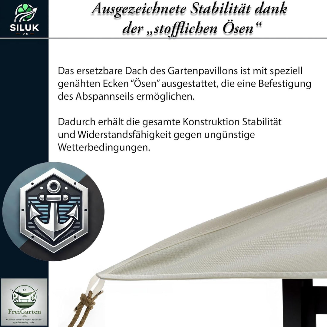 freigarten.de Ersatzdach für Pavillon 334 cm x 334 cm Sand Antik Pavillon Wasserdicht Material: Pana