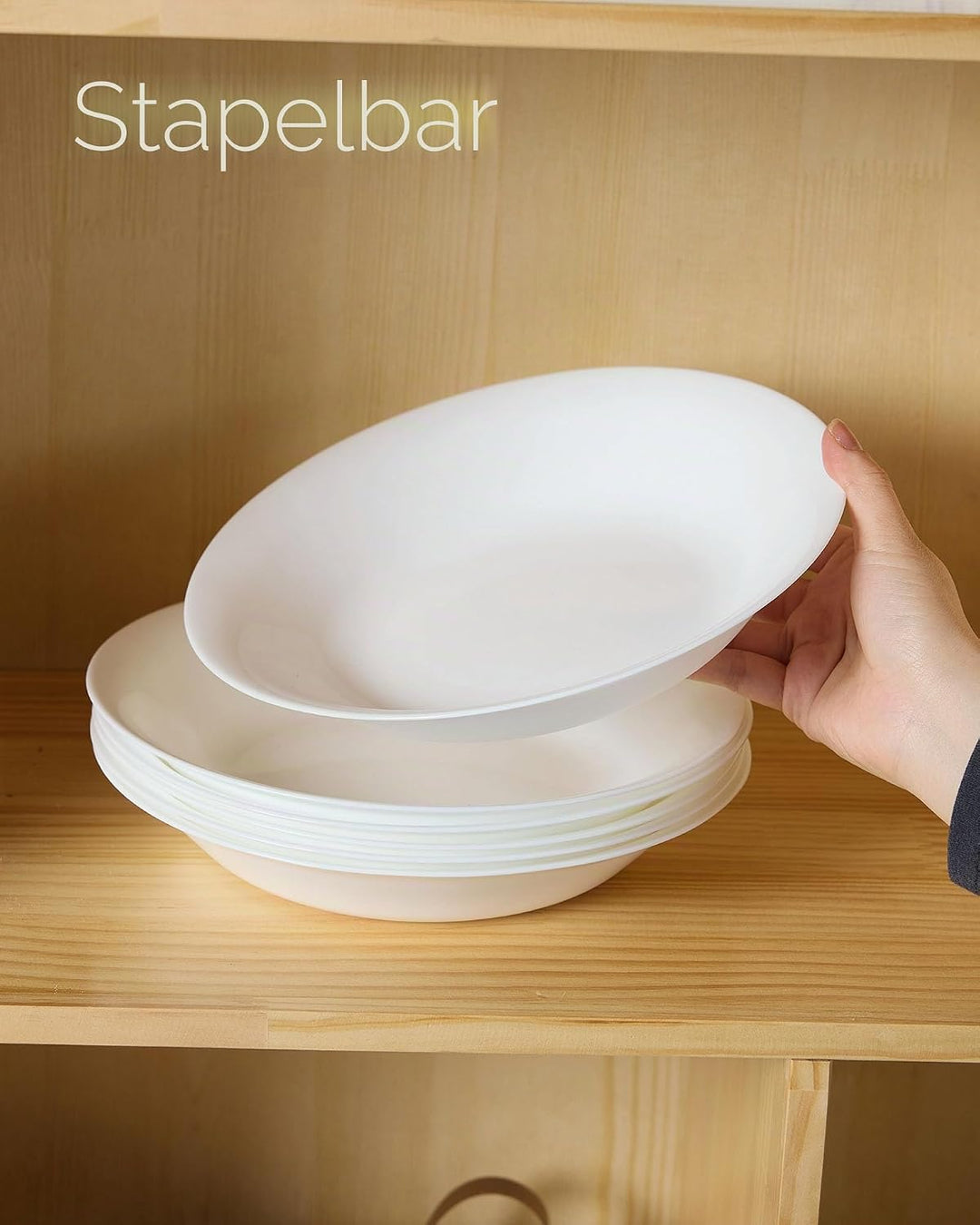 1 L Opalglas Nudelschalen-Set mit 6 Stück, Leichtgewichtige 24,13 cm Runde Grosse Flache Servierscha
