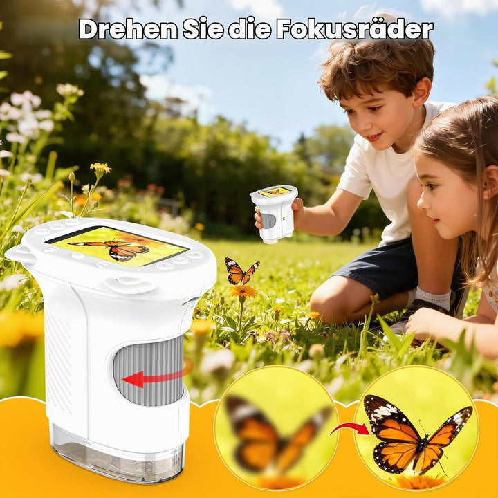 Handmikroskop für Kinder, 1000X Zoom Digitales USB-Mikroskope mit 2,4-Zoll-IPS-Bildschirm, Tragbare