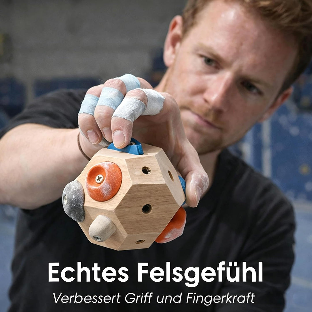 Handgefertigter Kletterblock aus Massivholz, Fingertrainer für Griffkraft mit Individuellen Routen,