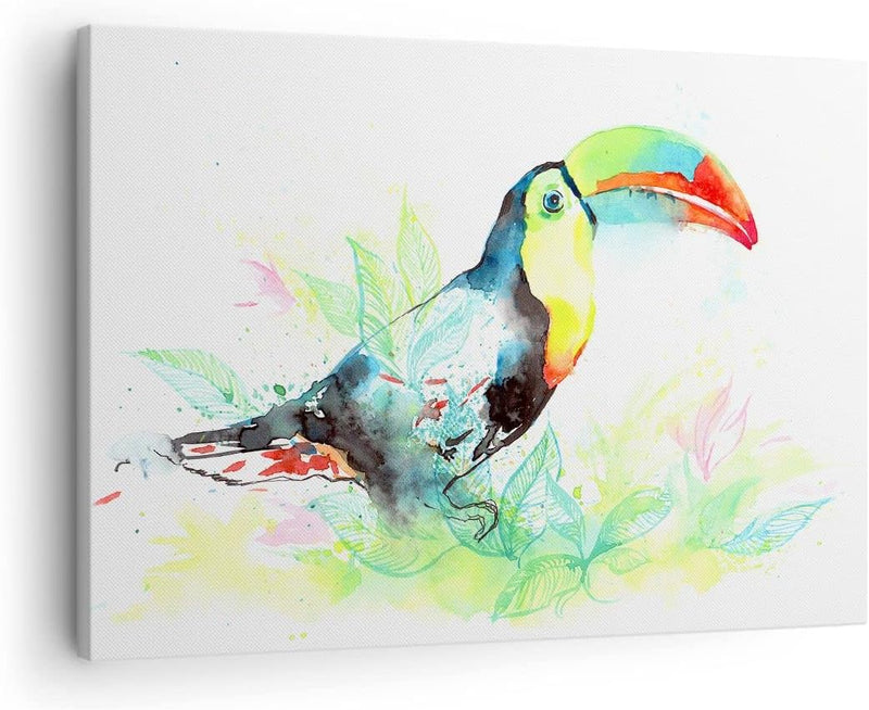 Bilder auf Leinwand Vogel Toucan Neugier wild Leinwandbild 70x50cm Wandbilder Dekoration Wohnzimmer