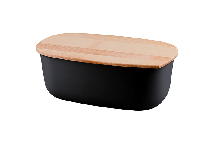 Brotkasten mit Deckel Schneidebrett aus Holz, 2-in-1 Brot-Aufbewahrungsbox Küche Holzbrett, Kunststo