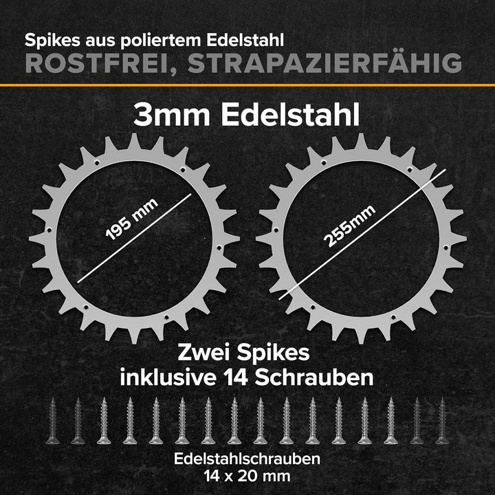 Bundle für Navimow i Serie – Edelstahl Spikes ⌀255 mm 3 mm + 33 Titan Ersatzklingen inkl. Schrauben