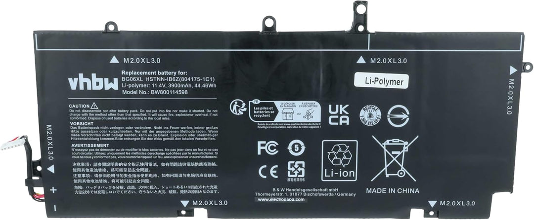 vhbw Akku kompatibel mit HP EliteBook Folio 1040 G3 Notebook (3900mAh, 11,4V, Li-Polymer)