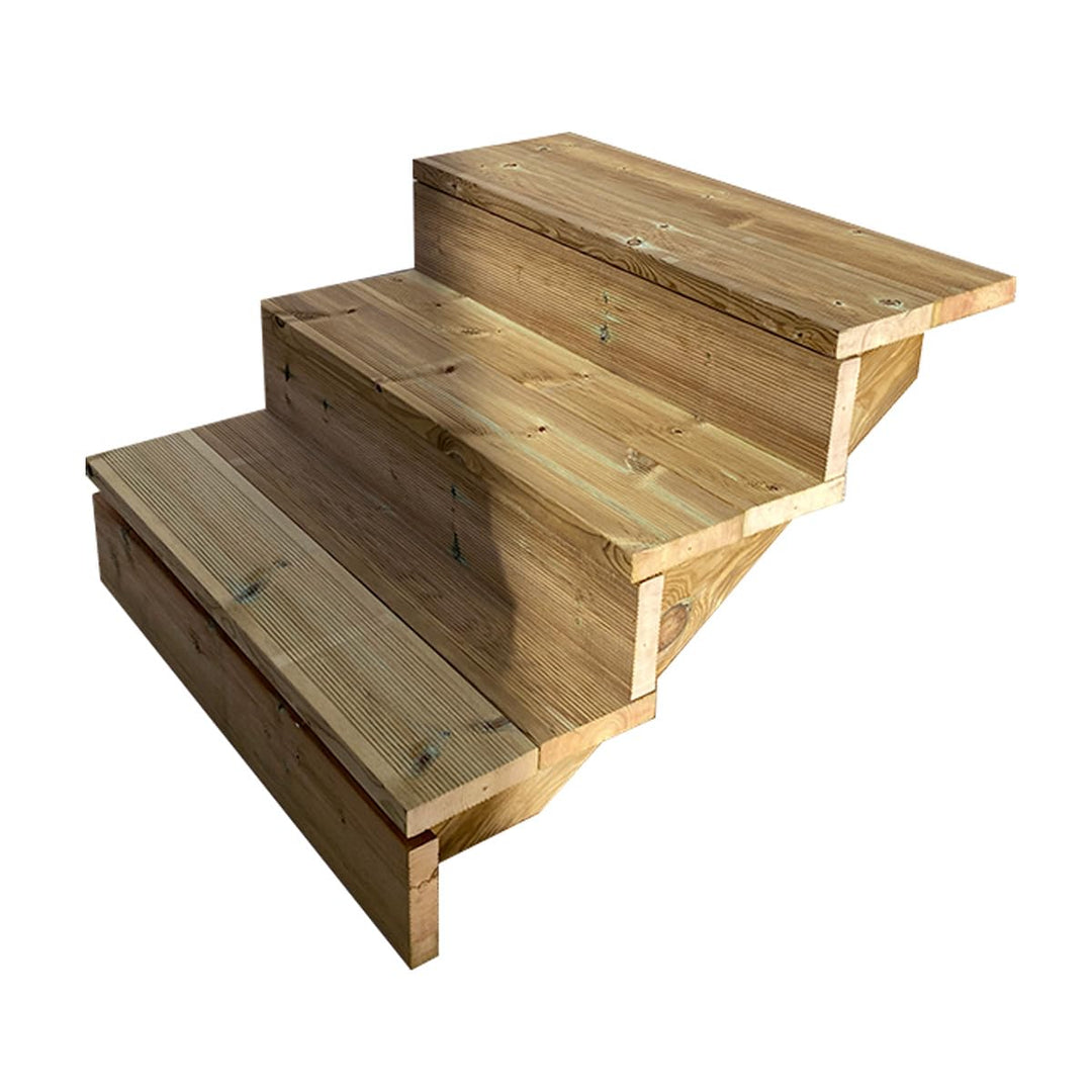 Berlin - Gartentreppe Holz 3 Stufen - H 54 cm - MIT Setzstufen, Breite 80 cm - Bausatz-Treppe aus ke