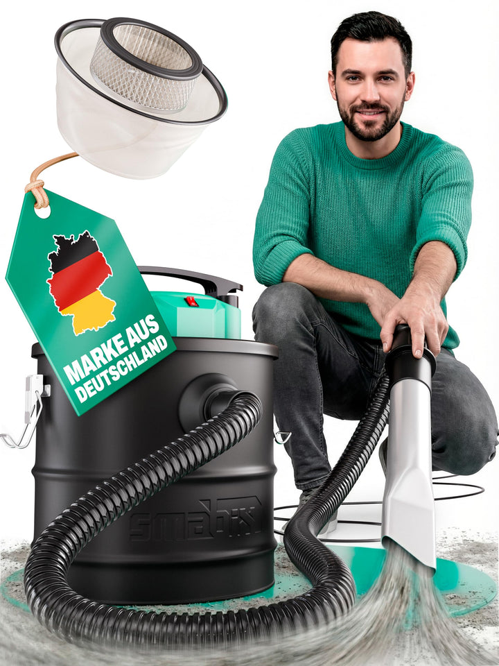 Aschesauger, 18L Tankvolumen, 1200 W Leistung, inkl. HEPA-Filter und Staubfilter, Aschesauger für Ka