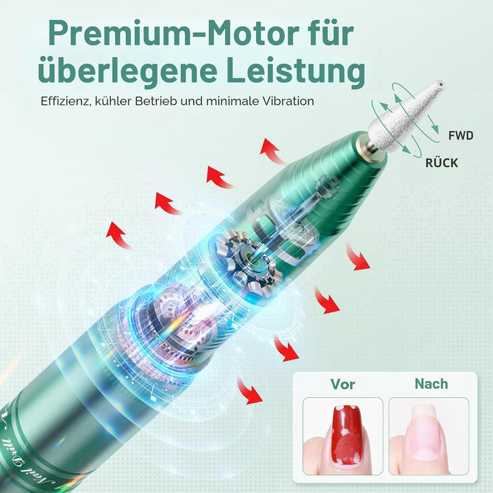 Nagelfräser Kabellos, Fräser für Gelnägel, Elektrische Nagelfeile Tragbar Nail Drill, 11 in 1 Manikü